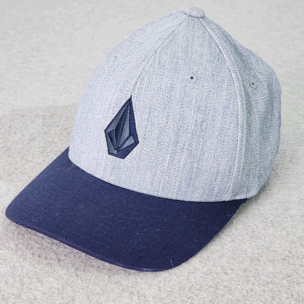 Volcom‎ Stone Gray Hat Mens S/M Navy Blue Flexfit Pre-Curved Sports Cap